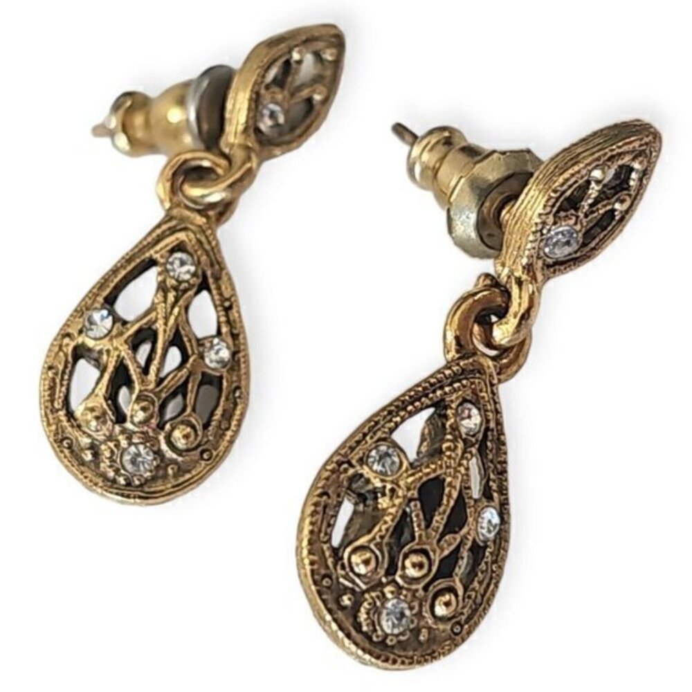Vintage Earrings Stud Dangle With‎ Faux Diamond Stones